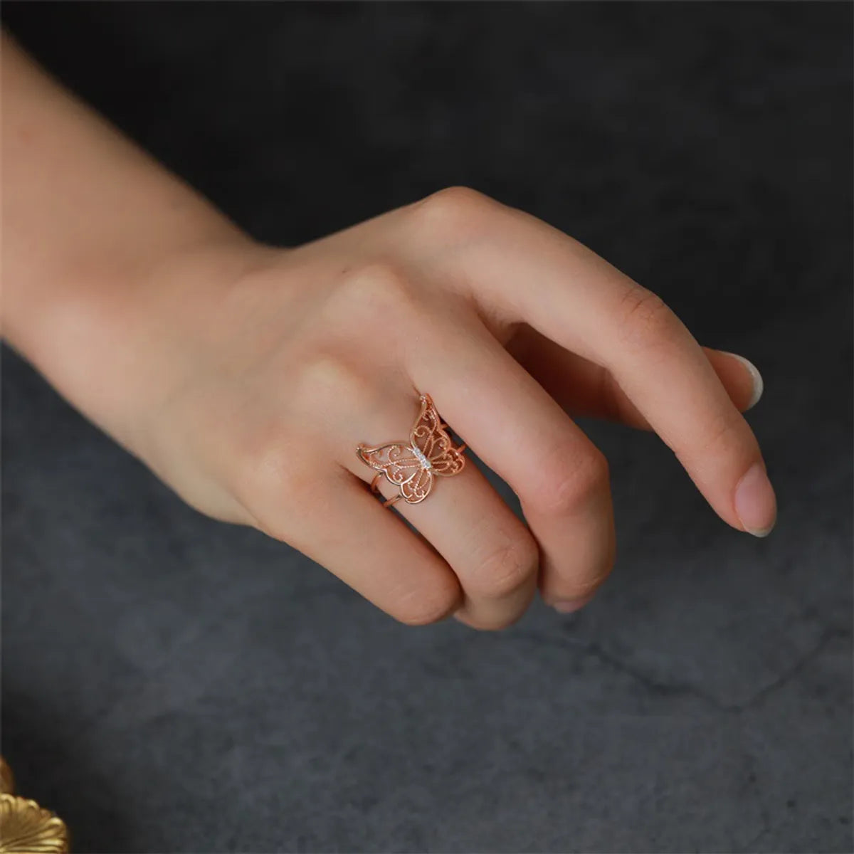 New Exaggerated Hollow Butterfly  Fashion Open Ring Wholesale