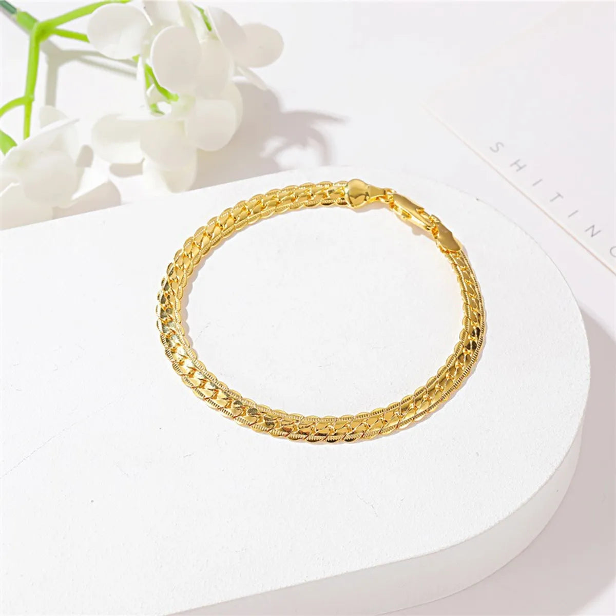 New Exquisite Embossed Chain Simple Metal Twist Chain Men's Bracelet