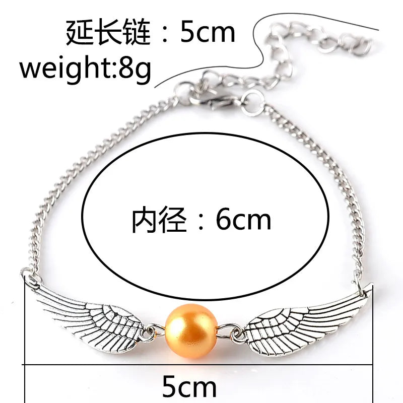 New Fahsion Personality Round Bead Wings Pendant Bracelet Golden  Creative Gift Wild Bracelet Nihaojewelry Wholesale