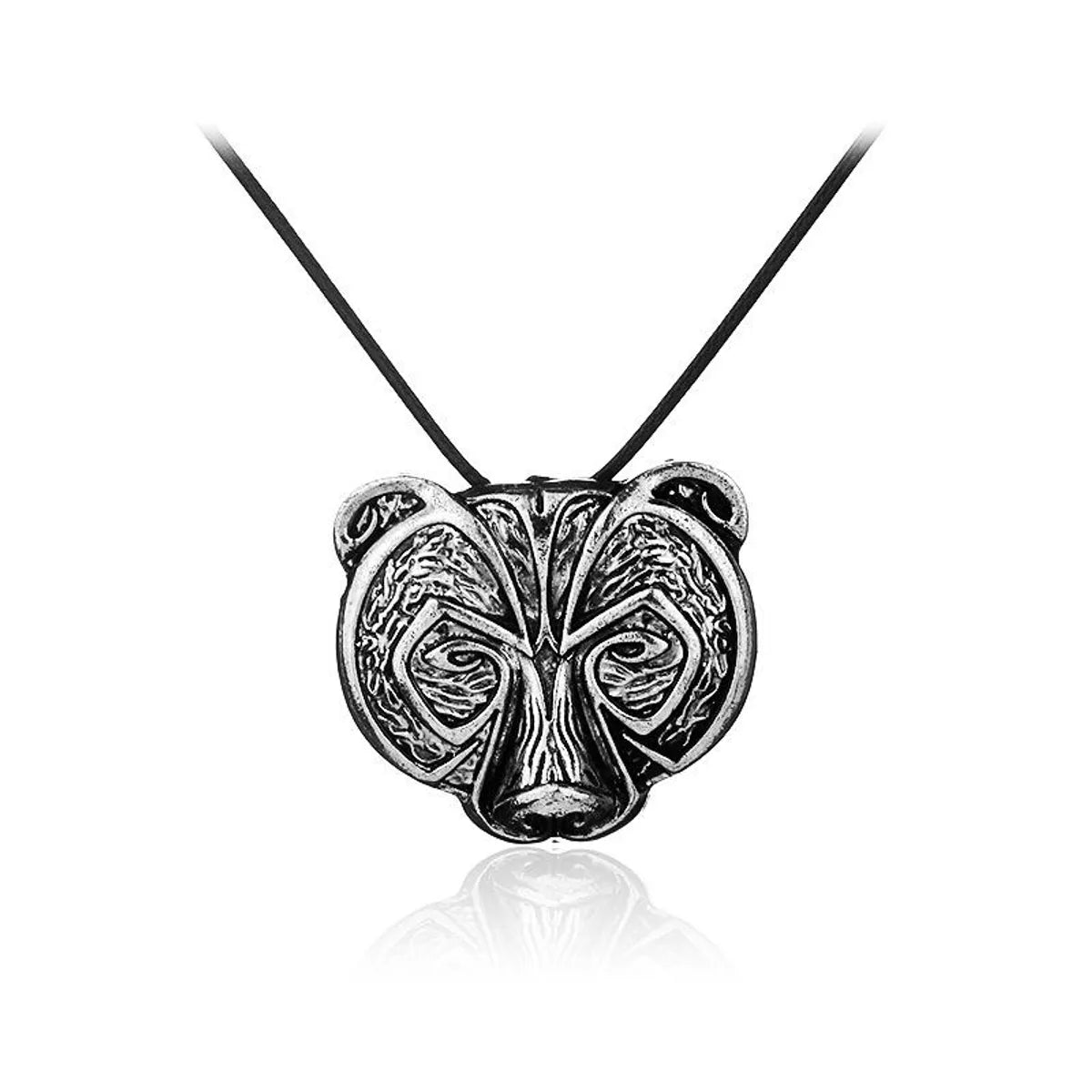 New Fashion Animal Bear Head Necklace Retro Punk Necklace Wolf Head Pendant Necklace Wholesale