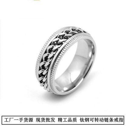 New Fashion Anti-anxiety Rotating Titanium Steel  Decompression Couple Ring