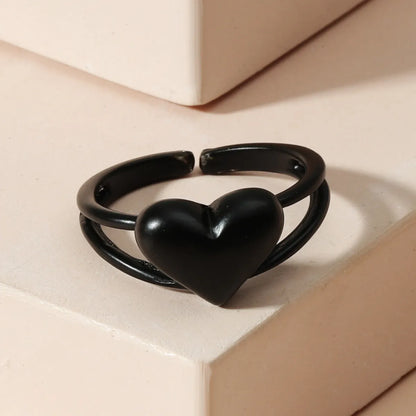 New Fashion Black Peach Heart Multi-layer Ring Wholesale Gooddiy