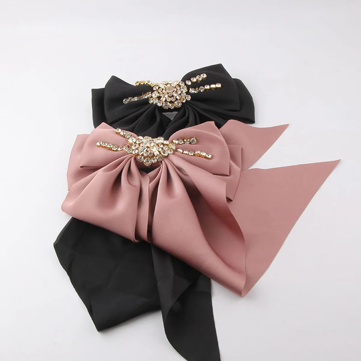 New Fashion Bowknot Long Cloth Inlaid Diamond Hairpin