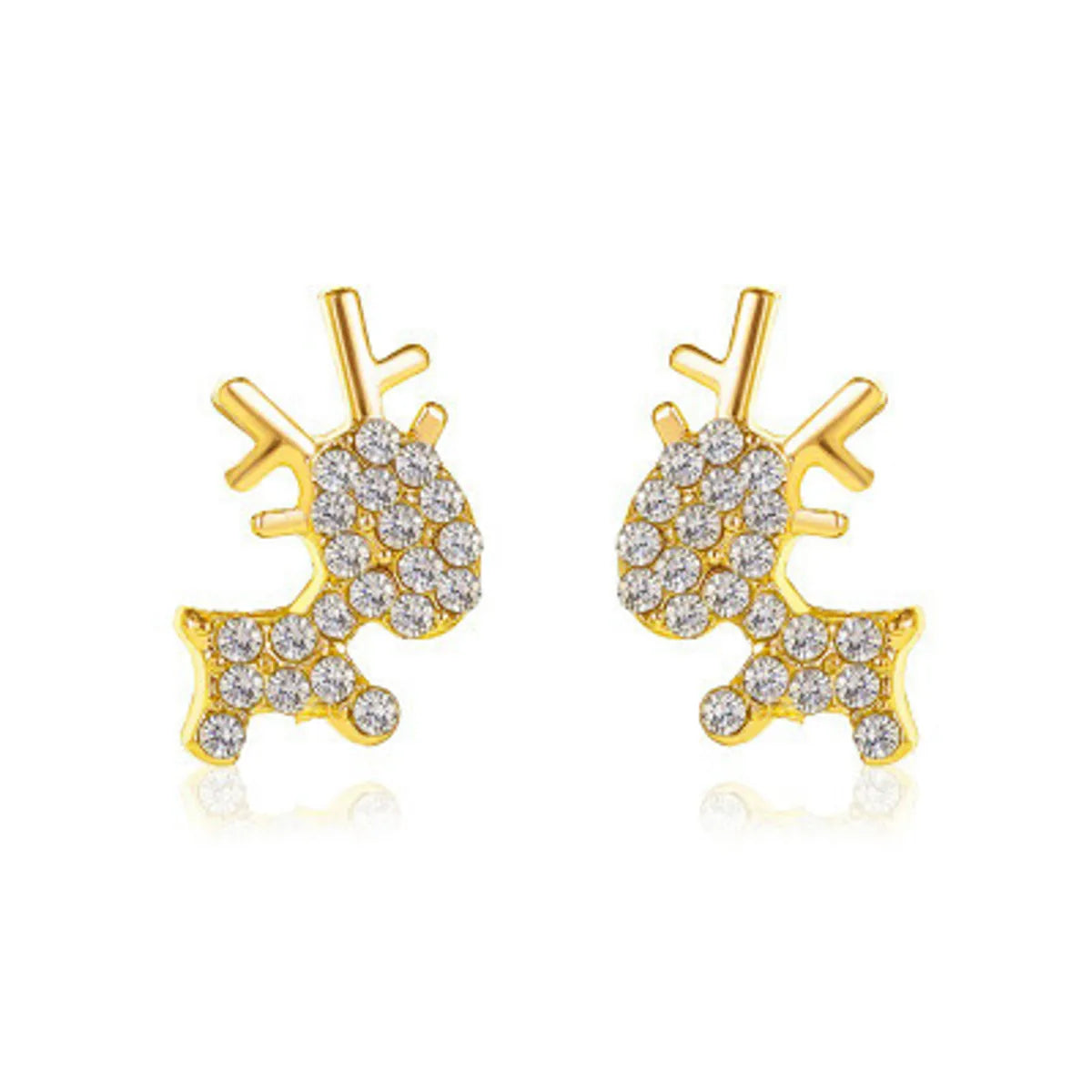 Fashion Deer Plating Alloy Artificial Gemstones Earrings Ear Studs