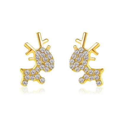 Fashion Deer Plating Alloy Artificial Gemstones Earrings Ear Studs