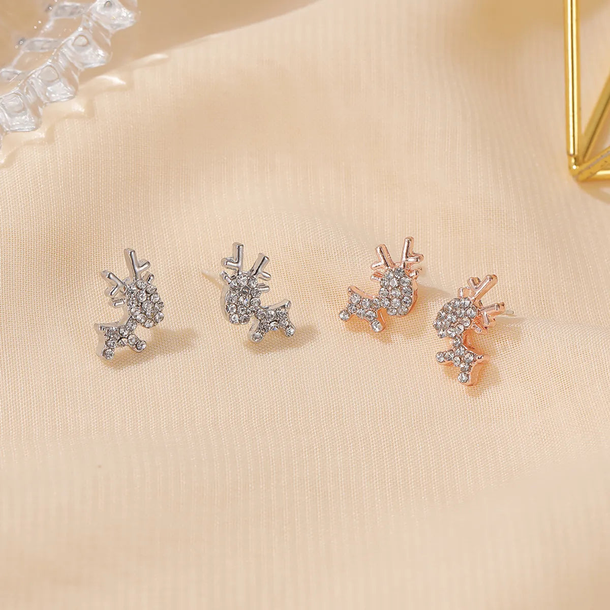 Fashion Deer Plating Alloy Artificial Gemstones Earrings Ear Studs