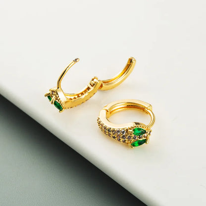 New Fashion Copper Micro-Inlaid Zircon 18k Gold Plated Cobra-Shaped Earrings Wholesale Nihaojewerly