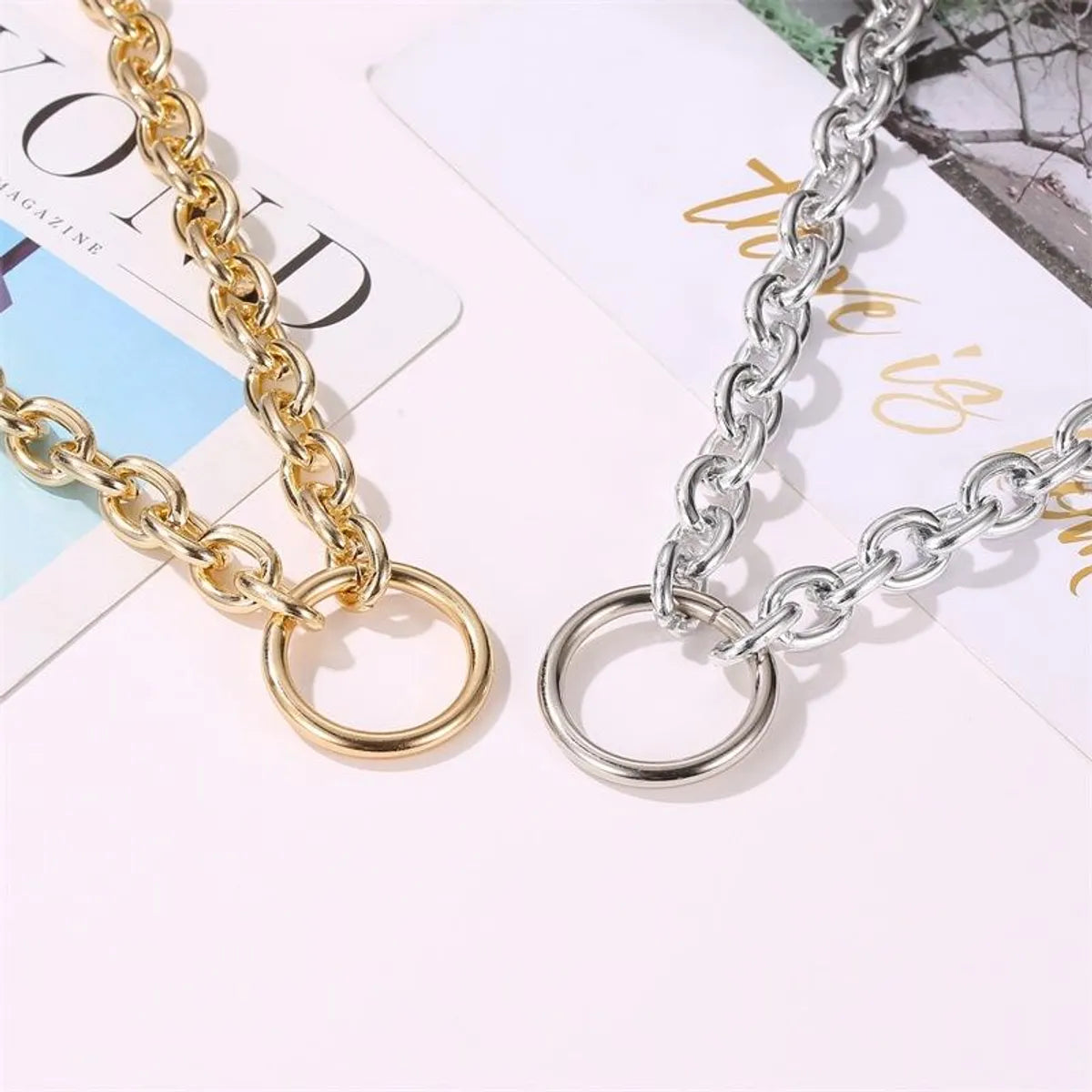 New Fashion Creative Simple Circle Neck Chain Choker Exaggerated Punk Metal Necklace Clavicle Chain