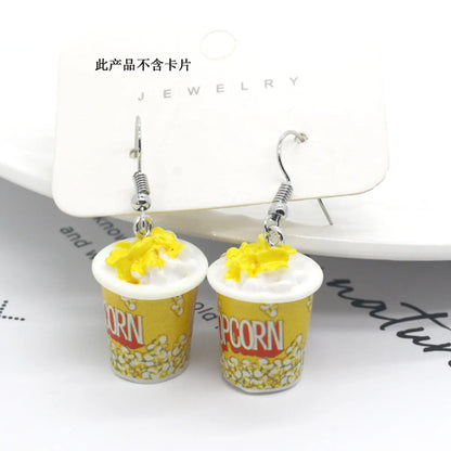 New Fashion Creative Simulation Resin Popcorn Earrings Women