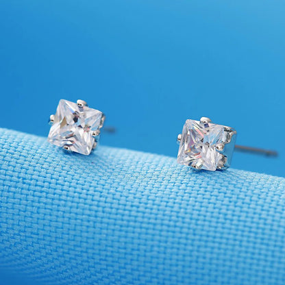 New Fashion Crown Diamond Copper Plated White Gold Four-claw Crystal Stud Earrings For Women Wholesale