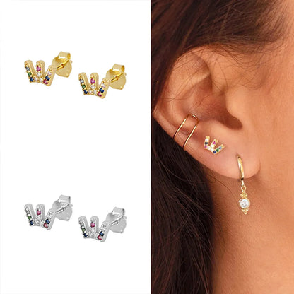 New Fashion Crown Stud Earrings Punk Style Simple Earrings