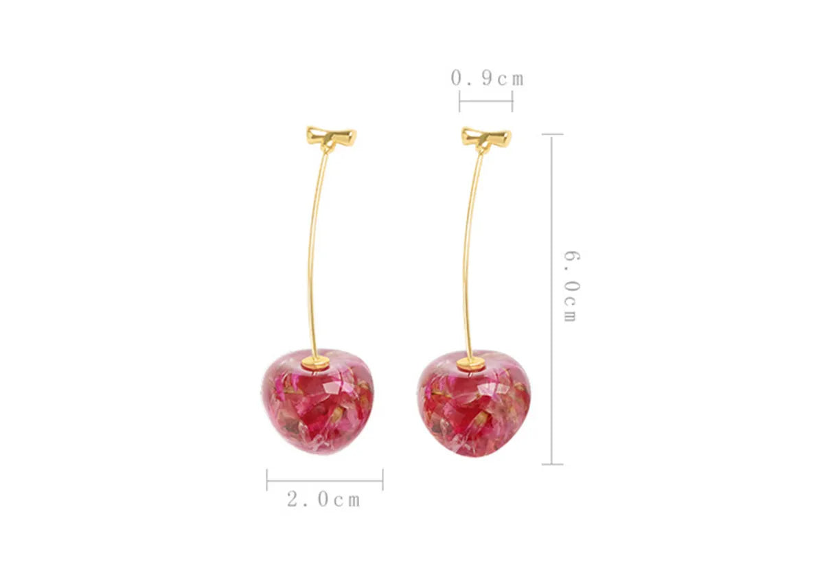 New Fashion  Cute Girl Cherries Gentle Pink Dried Flowers Cherry Earrings Wholesale Nihaojewelry