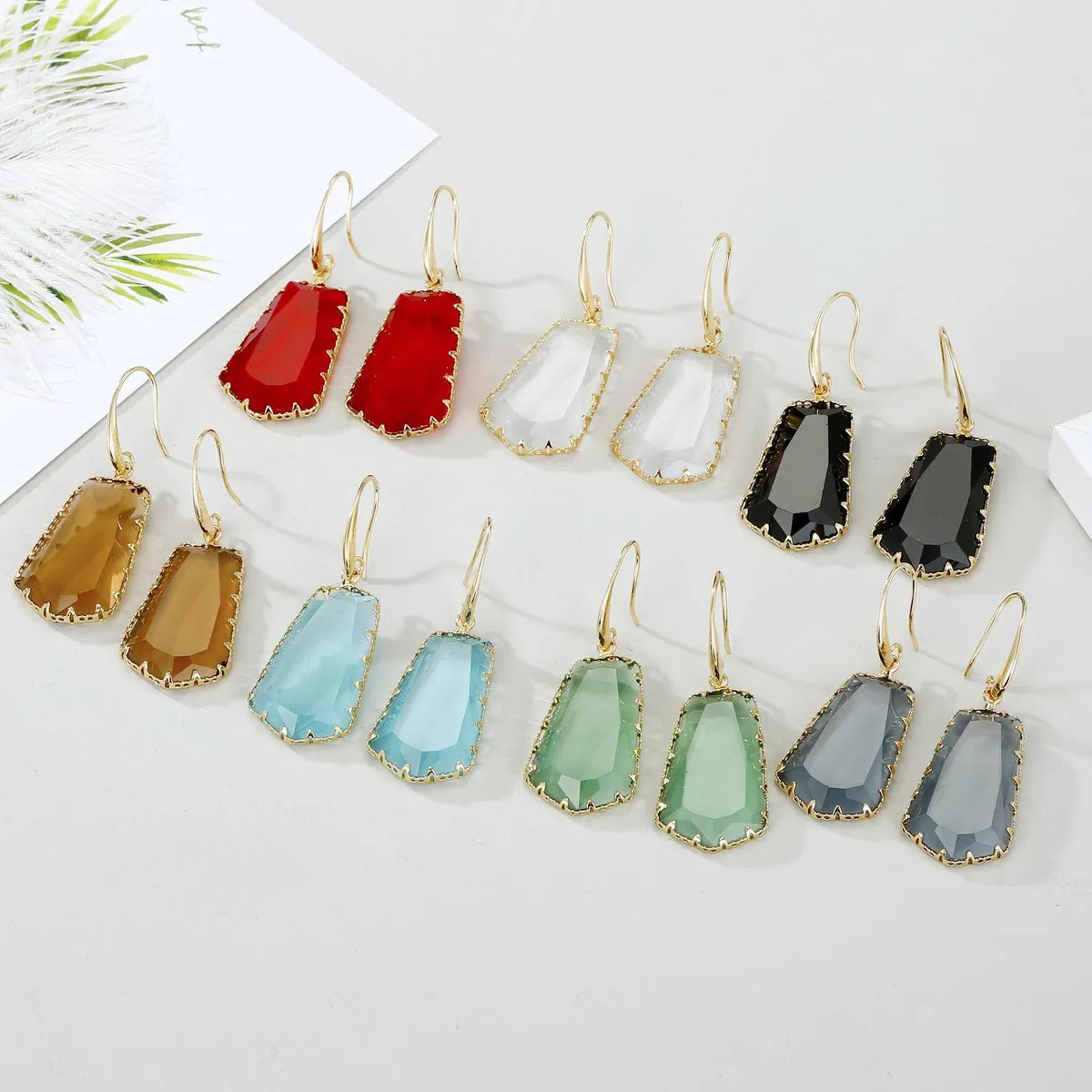 New Fashion Exaggerated Trapezoidal Crystal Earrings Irregular Crystal Earrings Wholesale