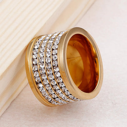 New Fashion Four Rows Zircon Stainless Steel Ring Wholesale Hello Jewelry