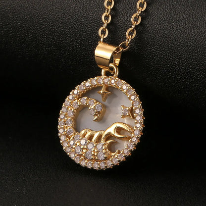 New Fashion Fritillary Twelve Constellation Pendant Necklace Wholesale Nihaojewelry