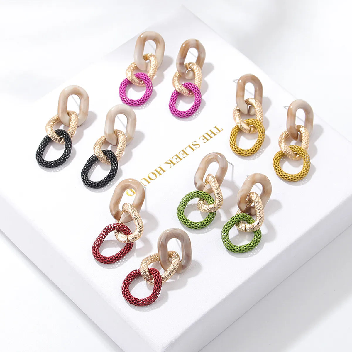 New Fashion Geometric Aluminum Asymmetric Hollow Acrylic Earrings