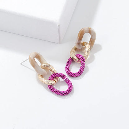 New Fashion Geometric Aluminum Asymmetric Hollow Acrylic Earrings