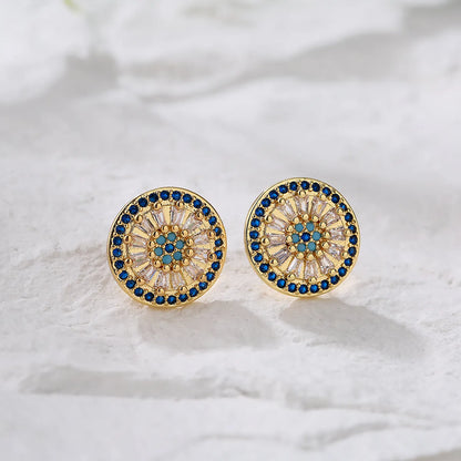 Fashion Geometric Inlaid Zircon Copper Zircon Earrings