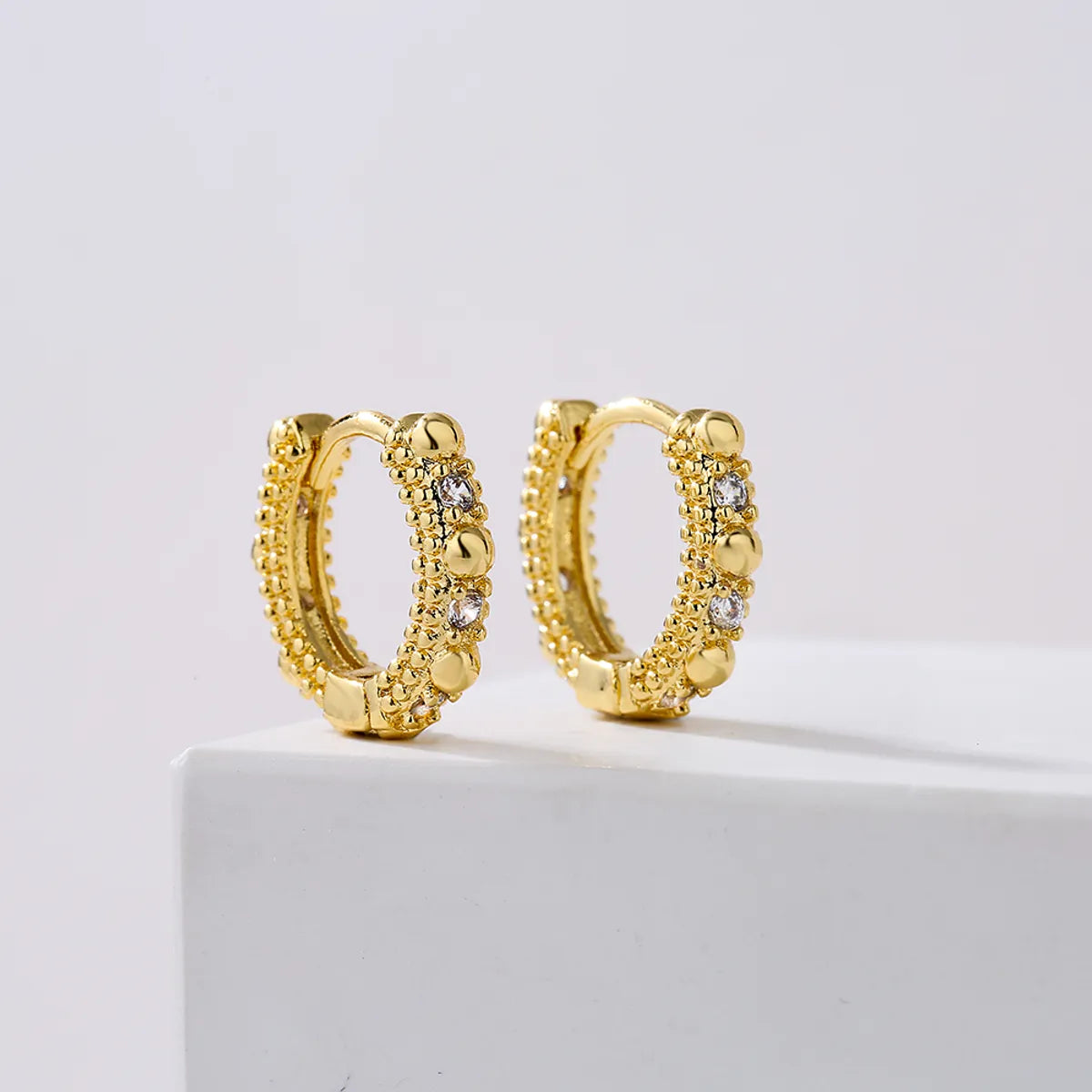 New Fashion Geometric Plating Gold Micro Inlaid Zircon Copper Earrings