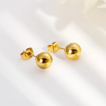 New Fashion Golden Glossy Small Round Bead Jewelry Necklace Earring Set