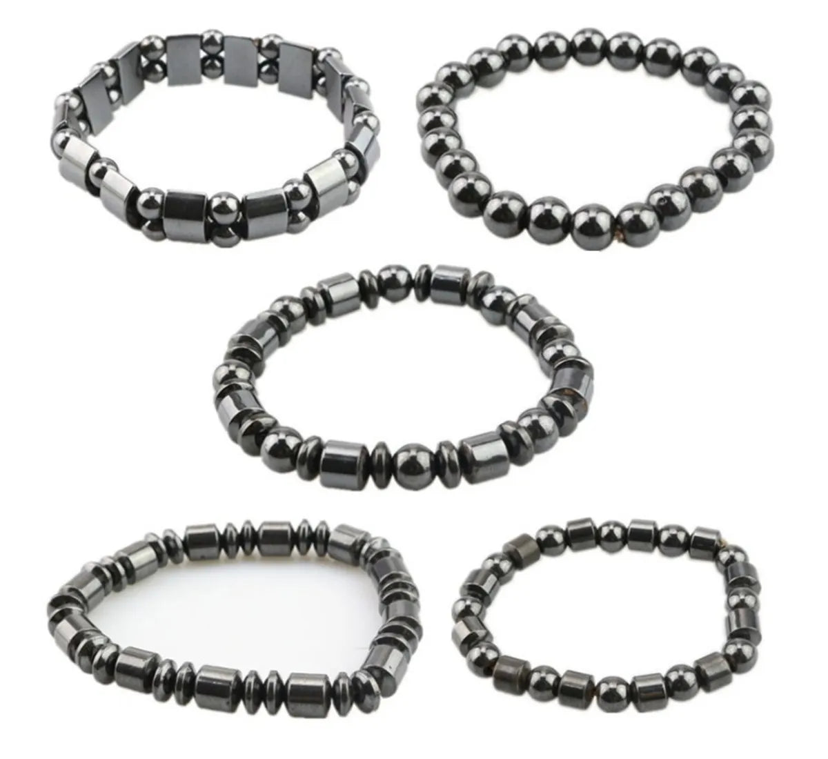 New Fashion Grey Beaded Magnet Simple Metal Bracelet Ornament