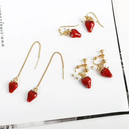 New Fashion Hot Sale Sweet  Cute Fashion  Strawberry Soft  Long Earrings Nihaojewelry Wholesale