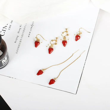 New Fashion Hot Sale Sweet  Cute Fashion  Strawberry Soft  Long Earrings Nihaojewelry Wholesale