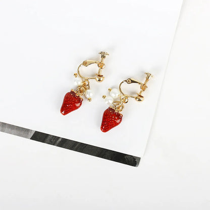 New Fashion Hot Sale Sweet  Cute Fashion  Strawberry Soft  Long Earrings Nihaojewelry Wholesale