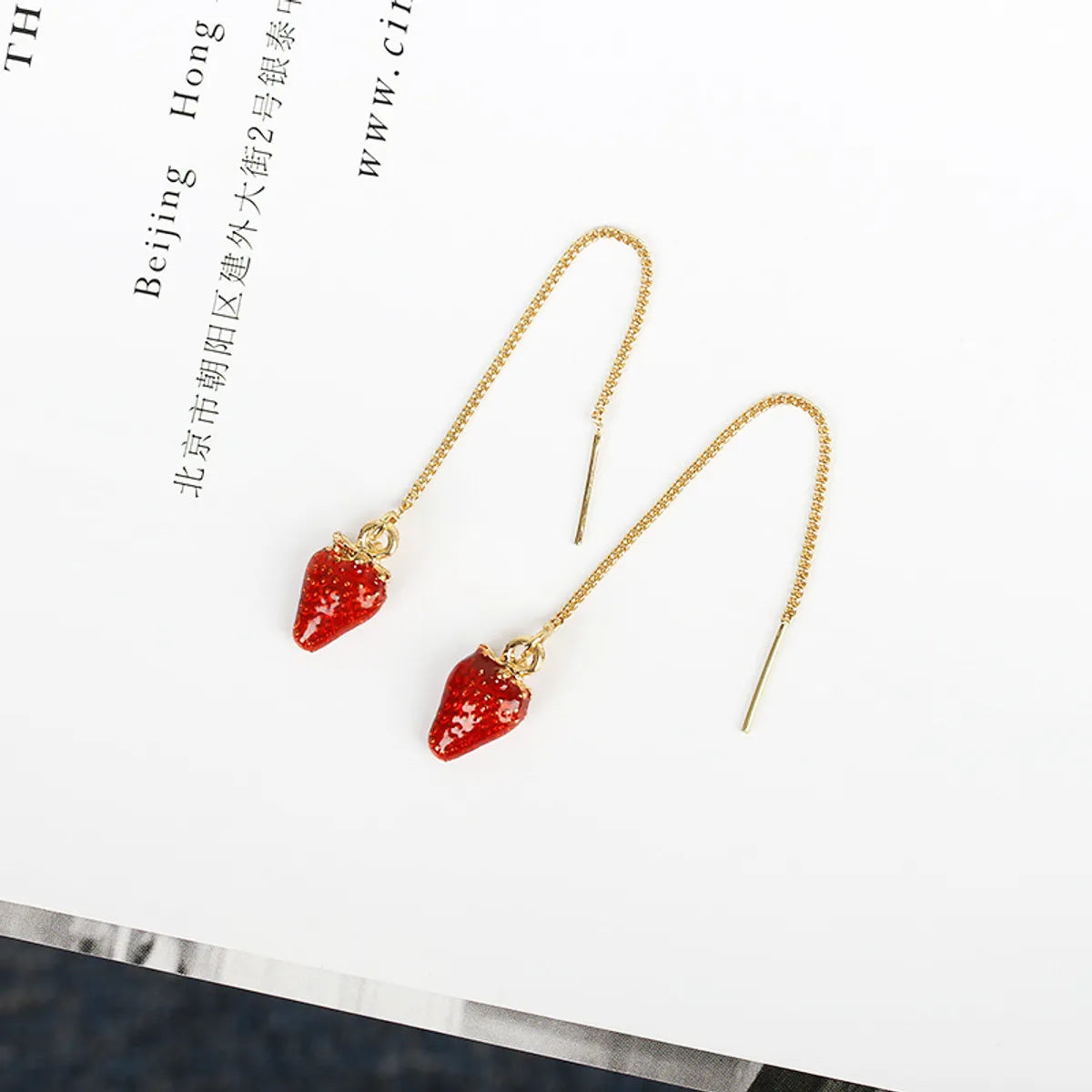 New Fashion Hot Sale Sweet  Cute Fashion  Strawberry Soft  Long Earrings Nihaojewelry Wholesale