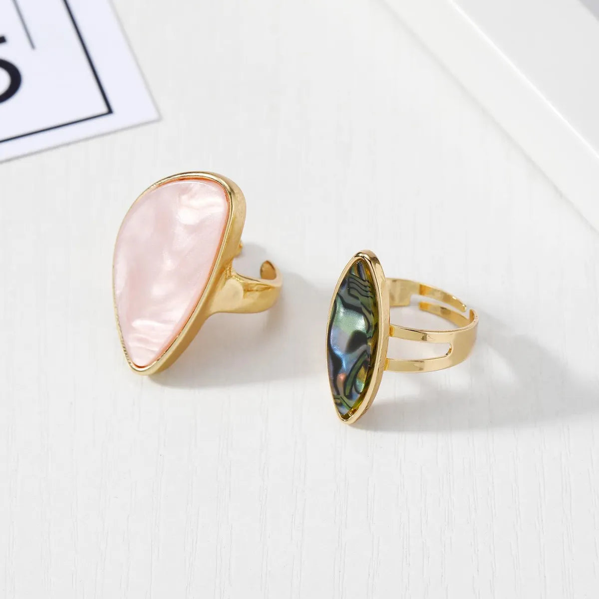 New Fashion Imitation Agate Piece Ring Abalone Shell Ring Wholesale