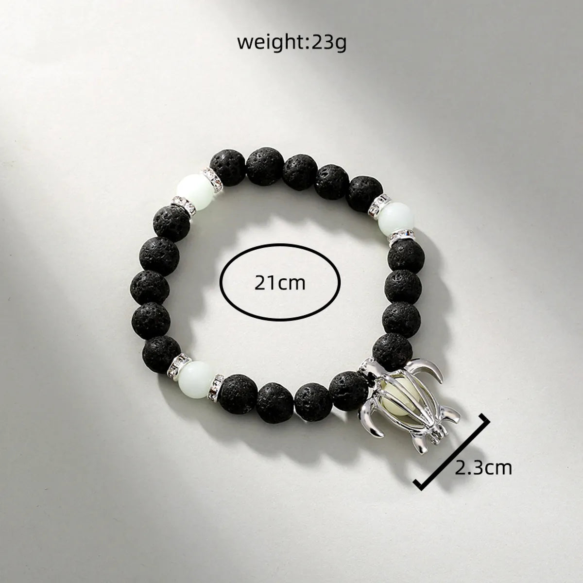 New Fashion Jewelry Turtle Pendant Black Volcanic Beads Luminous Elastic Alloy Bracelet