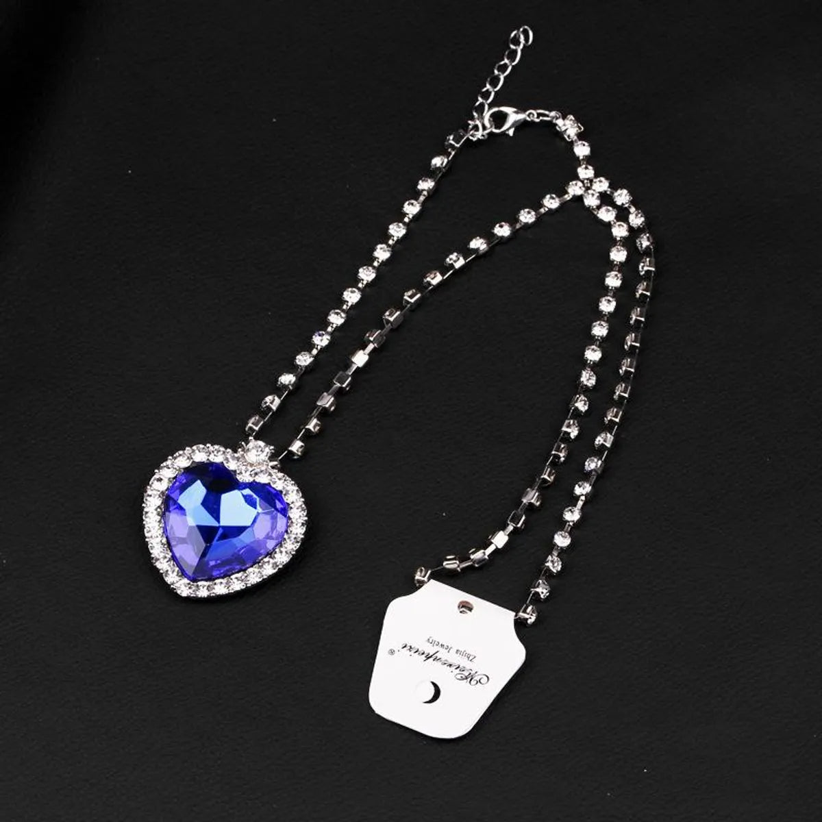 Fashion Heart Alloy Inlaid Gemstone Women's Necklace