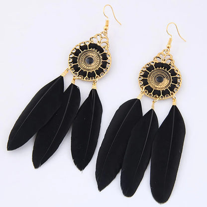 New Fashion Metal Simple And Elegant Feather Earrings Nihaojewelry Wholesale