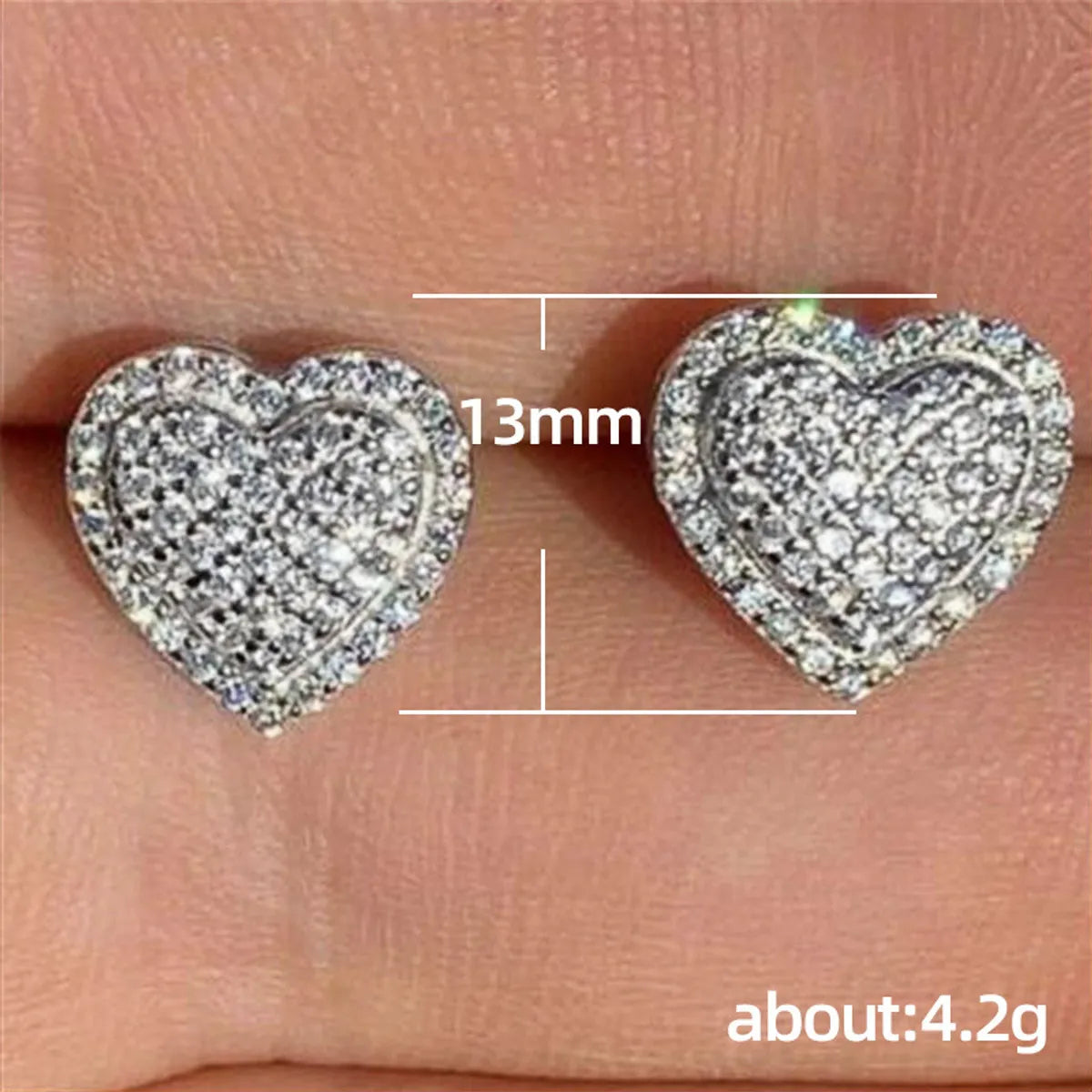 New Fashion Micro-set Zircon Heart Shaped Copper Earrings Wholesale