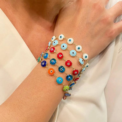 New Fashion Multi-color Dripping Oil Evil Eye Bracelet