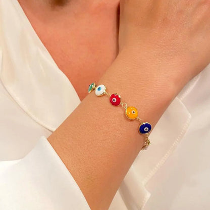 New Fashion Multi-color Dripping Oil Evil Eye Bracelet