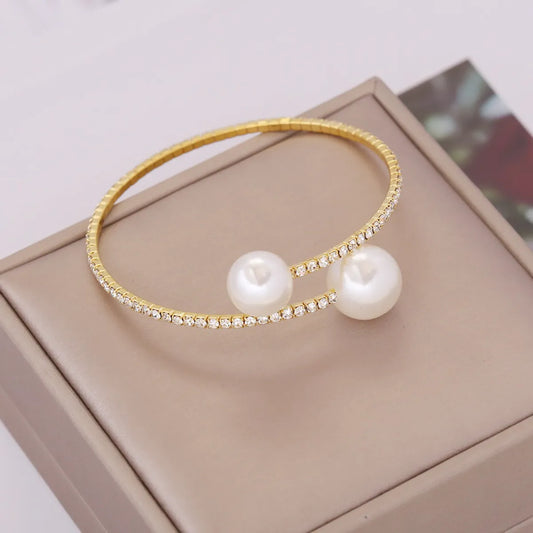 New Fashion Pearl Rhinestone Elastic Bracelet