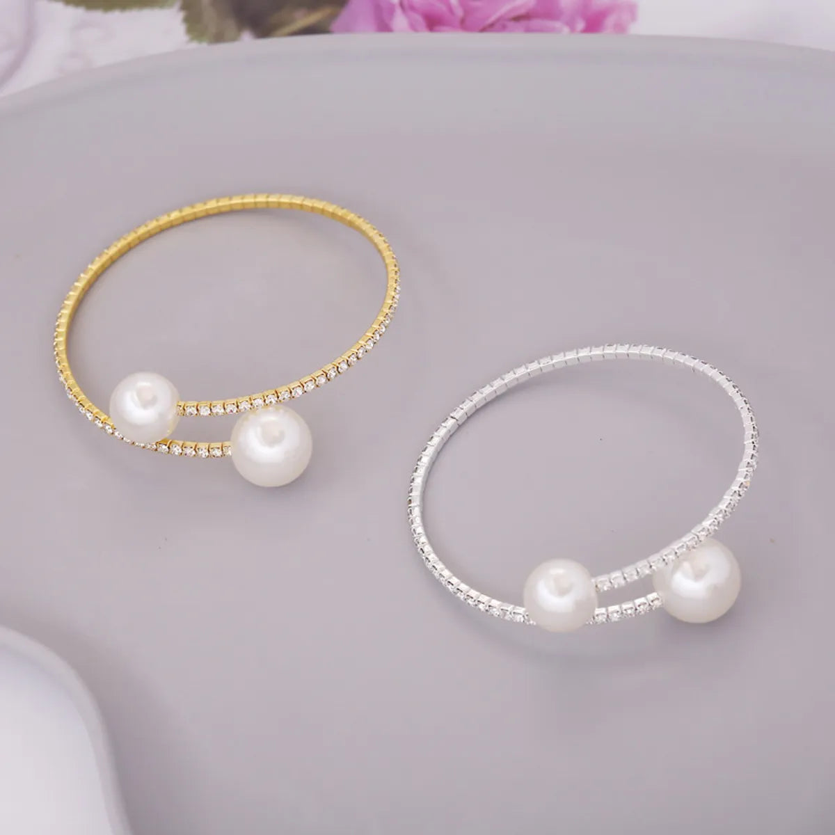 New Fashion Pearl Rhinestone Elastic Bracelet