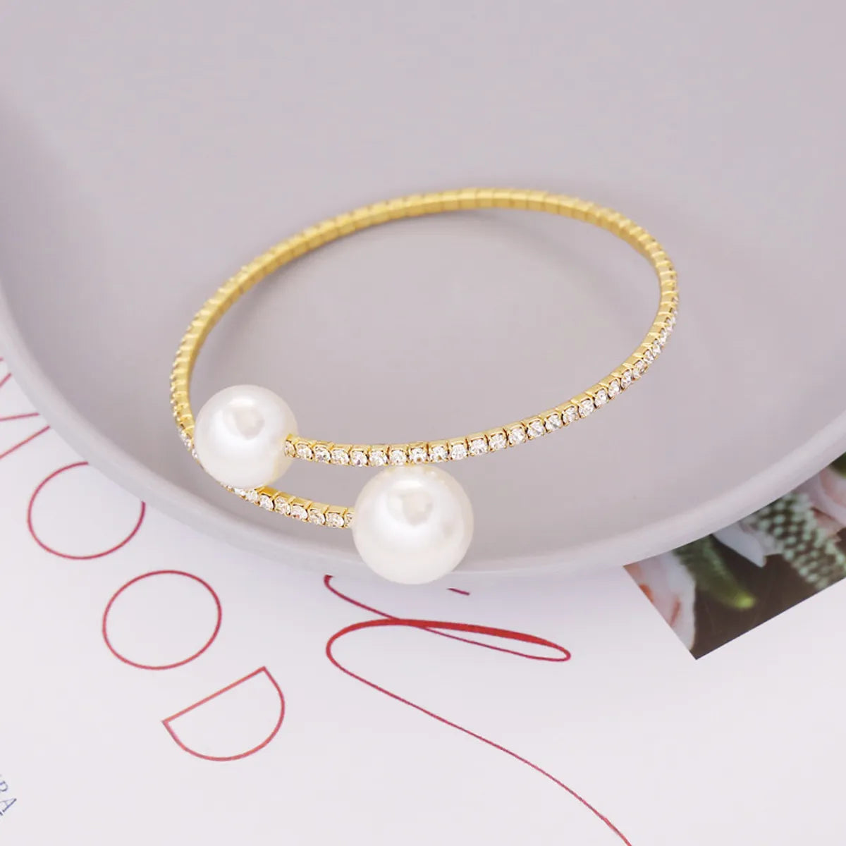 New Fashion Pearl Rhinestone Elastic Bracelet