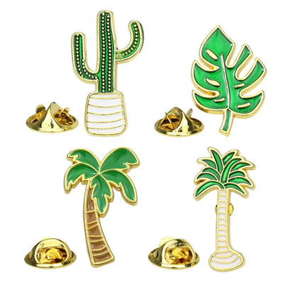 New Fashion Plant Coconut Tree Cactus Leaves Alloy Brooch Wholesale