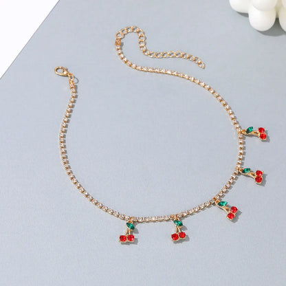 New Fashion Rhinestone Cherry Necklace