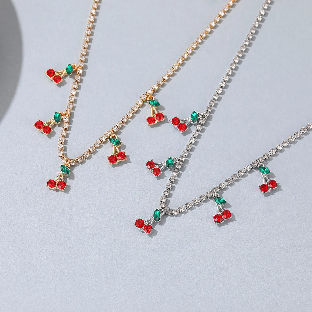 New Fashion Rhinestone Cherry Necklace