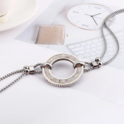 New Fashion Round Personality Female Necklace Korean Stainless Steel Diamond Double-layer Necklace