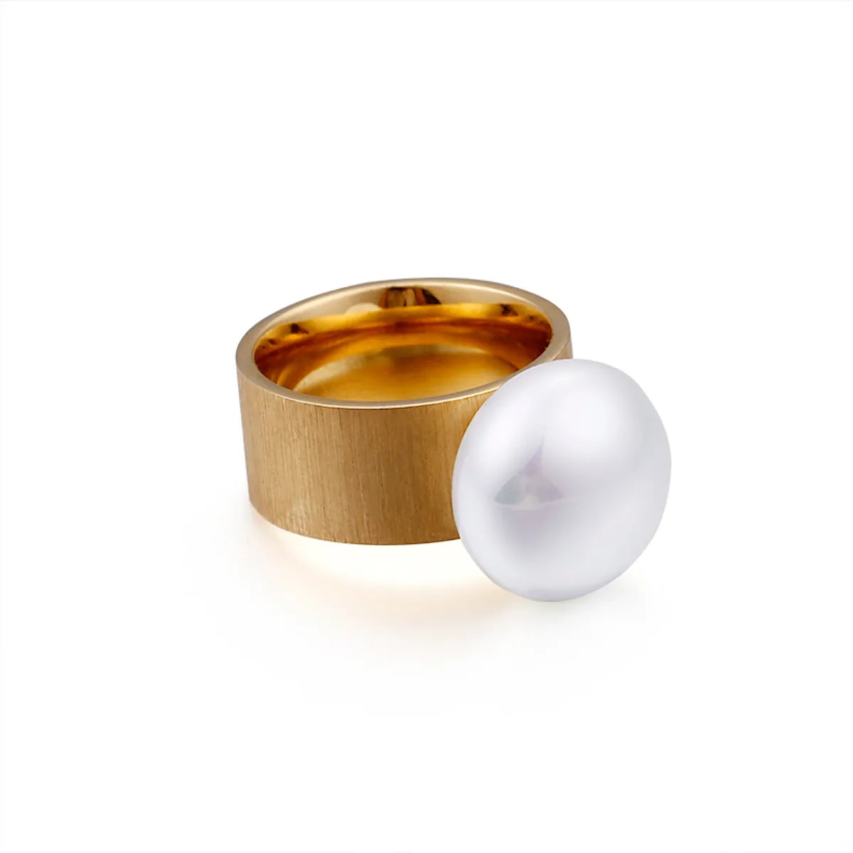 New Fashion Simple 10mm Matte Pearl Stainless Steel Ring Wholesale Gooddiy