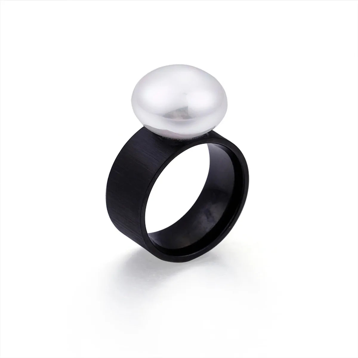 New Fashion Simple 10mm Matte Pearl Stainless Steel Ring Wholesale Gooddiy