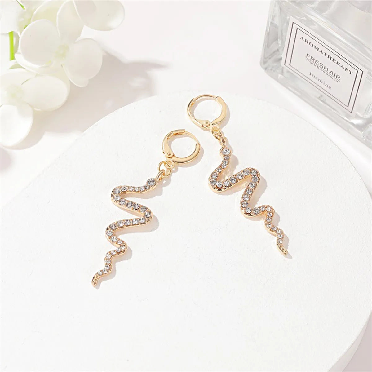 New Fashion Simple Wave Earrings Serpentine Earrings Cold Wind Long Section Diamond Earrings Wholesale Gooddiy