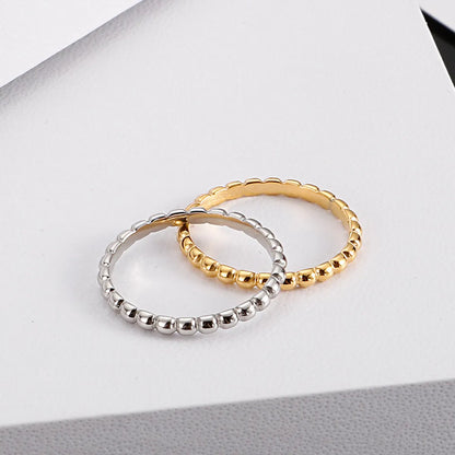 New Fashion Small Fresh Titanium Steel Round Bead Chain Simple Temperament Ring