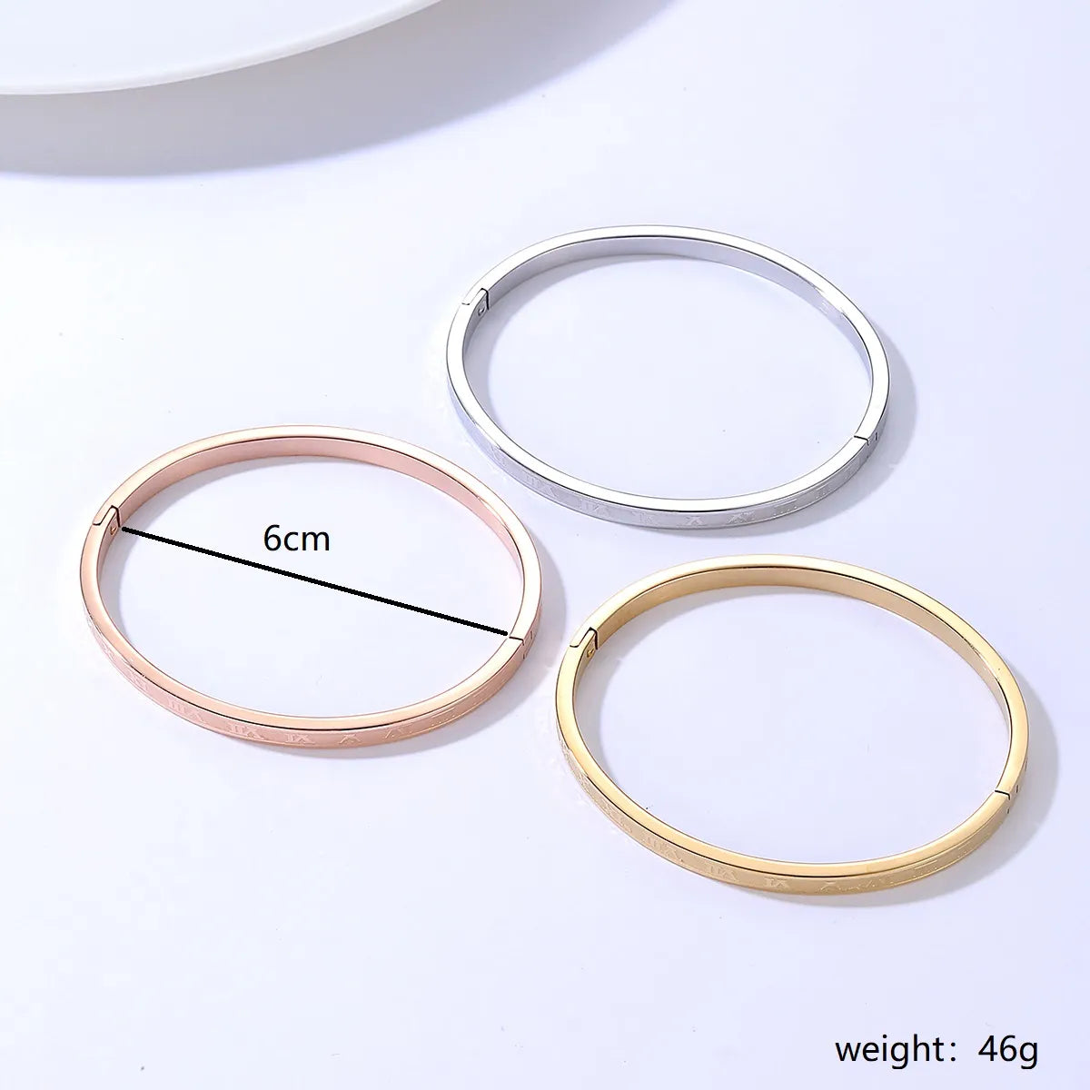 New Fashion Stainless Steel Electroplated 18k Three-color Roman Number Bracelet Set