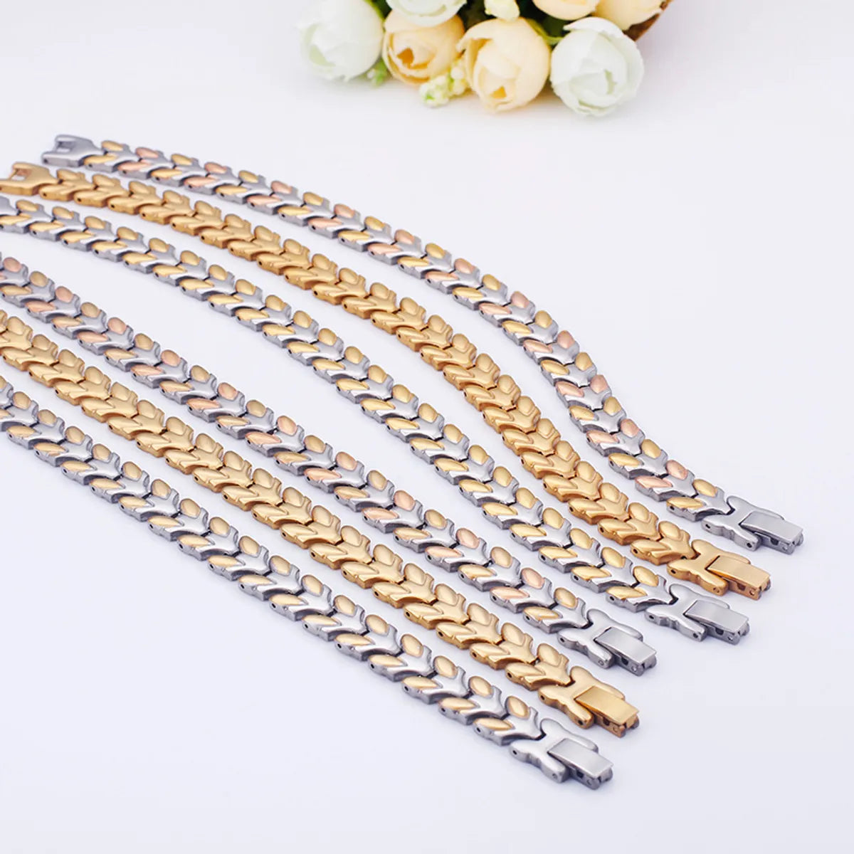 New Fashion Stainless Steel Splicing Bracelet Necklace Set Wholesale