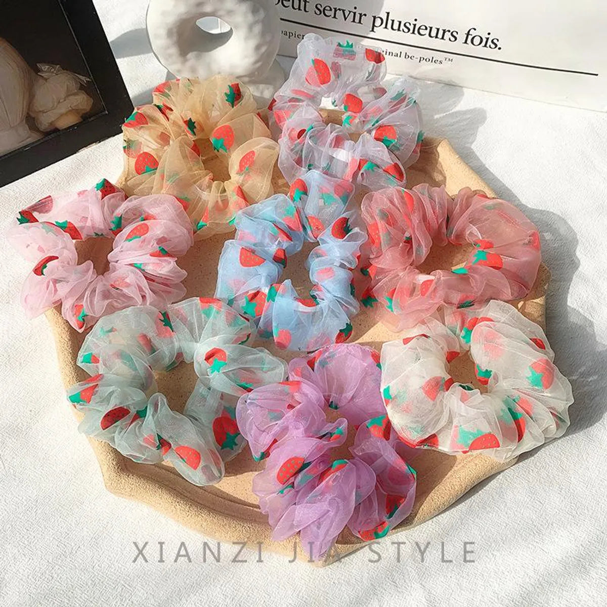 New Fashion Strawberry Retro Sweet Cheap Scrunchies Wholesale